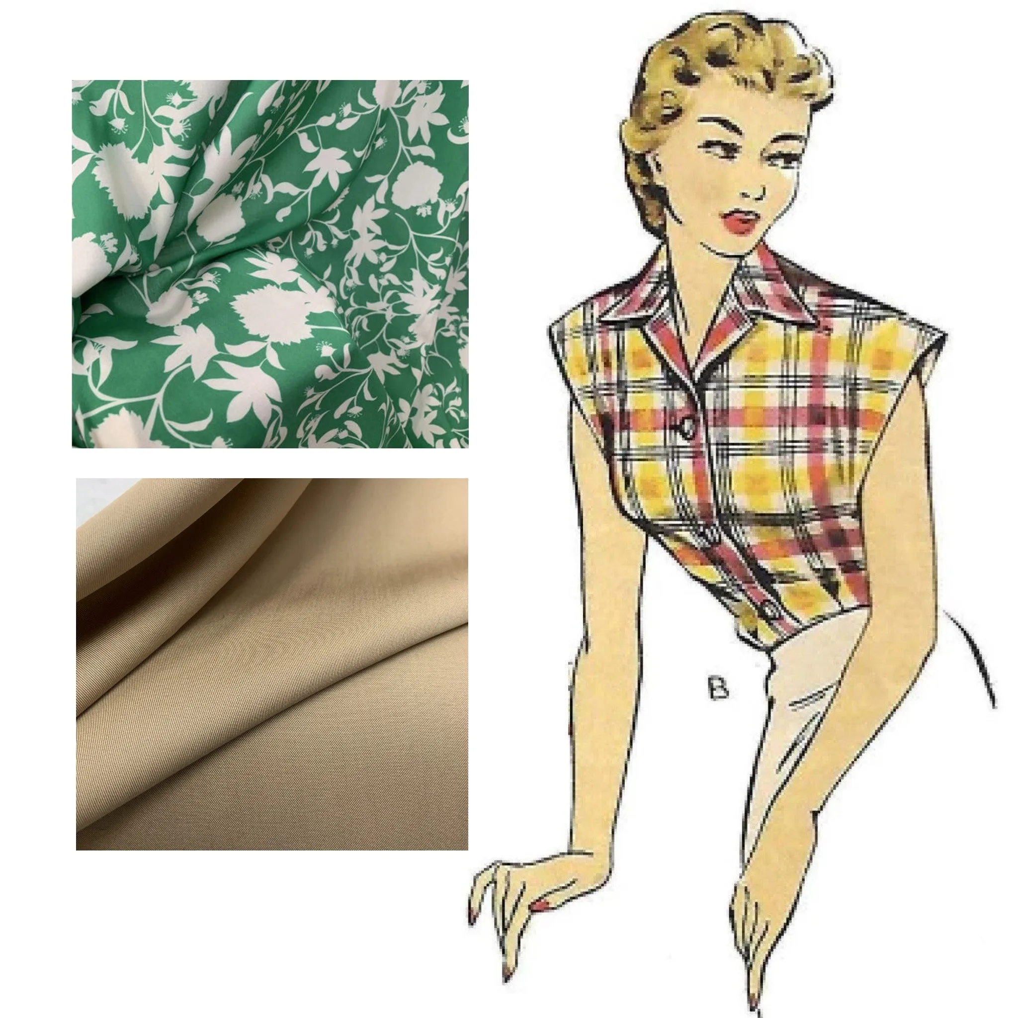 1940's Sewing Pattern: Easy to Sew Blouse, Top, Two styles  - Bust 36" (91.4cm)