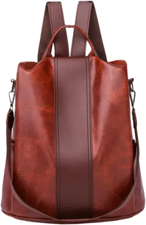 1Pc Theft Leather Backpack for Women Capacity Multi Functional Travel Bag Fashionable Leisure Backpack for Outdoor Adventures and Daily Use