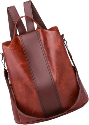 1Pc Theft Leather Travel Backpack for Women Fashion Outdoor Leisure Shoulder Bag Versatile Multi Functional for Travel and Daily Use