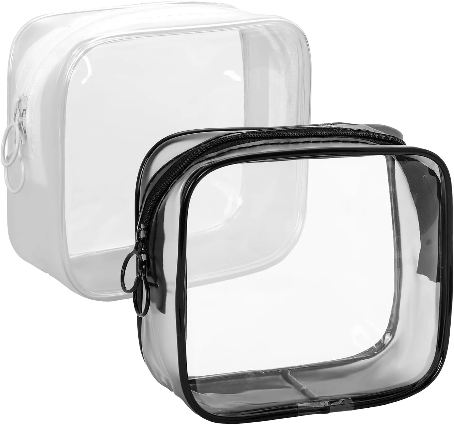 2 PCS Small Clear Makeup Bags with Zipper, Mini Cosmetic Pouch for Travel, Toiletry Organizer for Women and Men, Compact and Waterproof PVC Zipper Bags