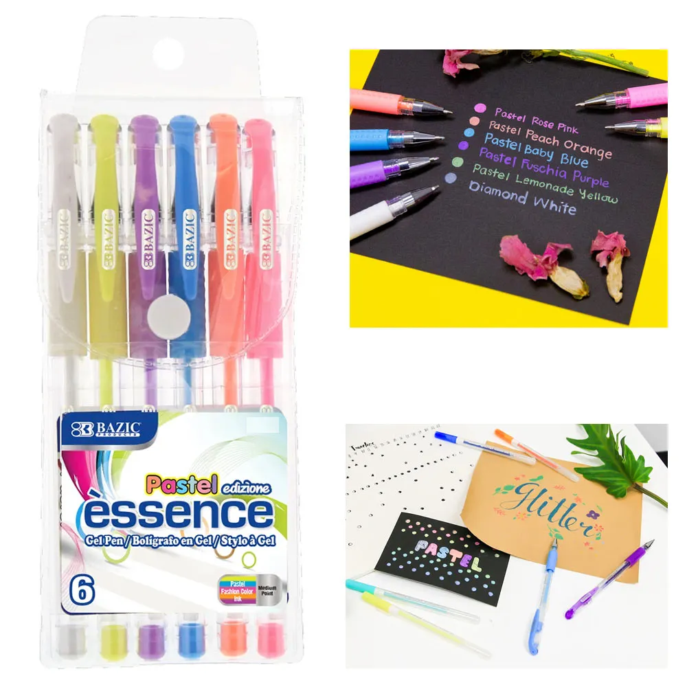 6 Gel Pens Gel Pastel Colors Pen Set Adults Kids Coloring Book Drawing School