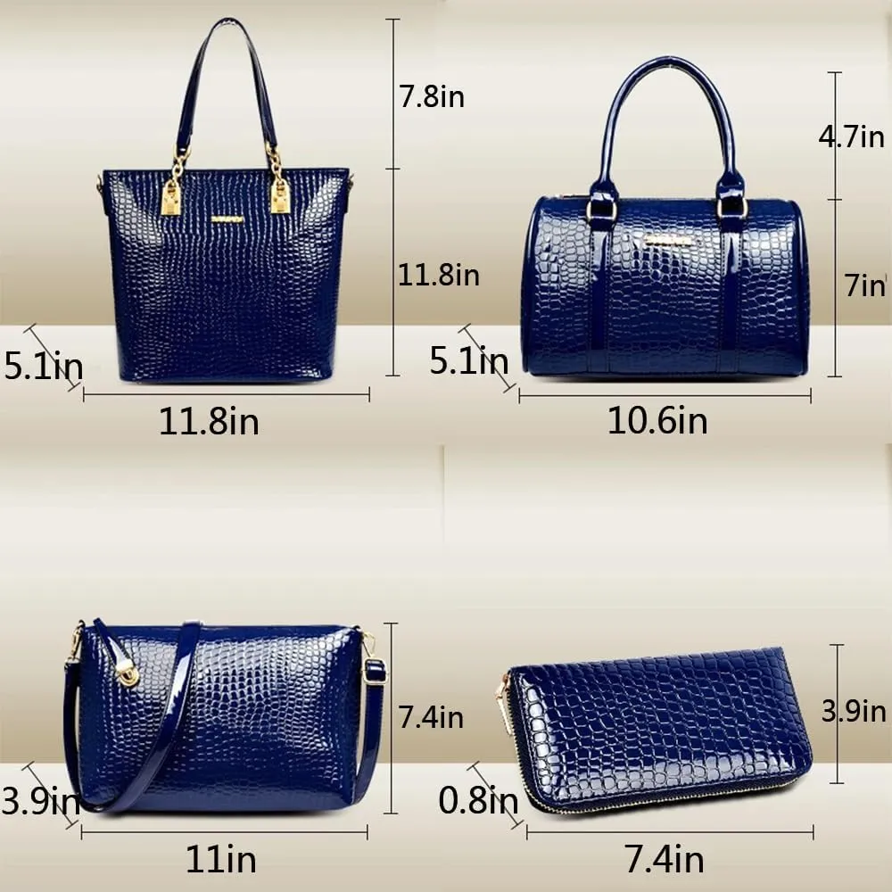 6pcs Women Handbags and Purses Set PU Totes Top-handle Satchel Shoulder Bag Clutch Wallet