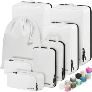 8 Set Compression Packing Cubes for Travel, Waterproof Luggage Organizers, Suitcase Organizer Set for Carry-On & Checked Baggage, Travel Accessories for Men & Women