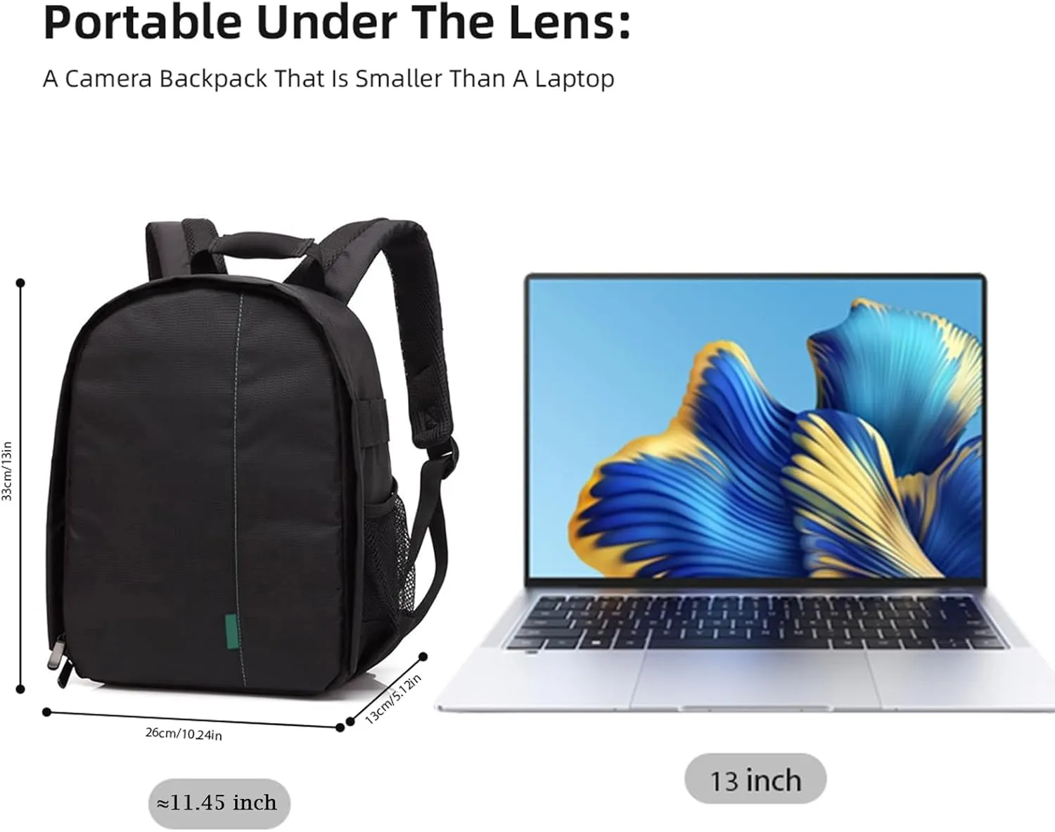 Andoer Camera Backpack - DSLR Digital Bag, Small Reflex Photo, Waterproof, Lightweight, Multi-Functional, Breathable - 33 x 26.5 x 12.5 cm