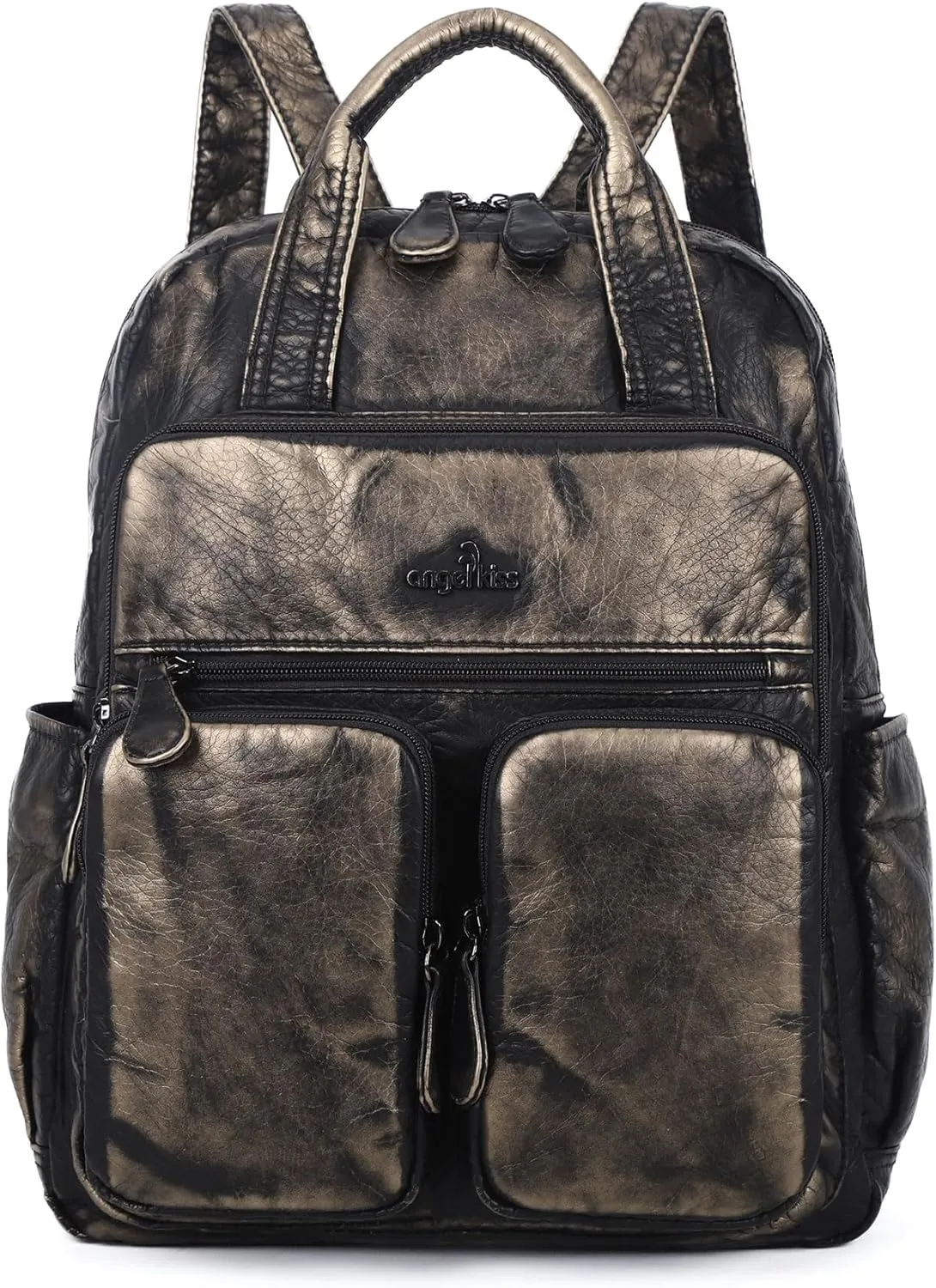 Angel Kiss Backpack Purse for Women Soft Washed Leather Multi Pocket Casual Travel Backpacks