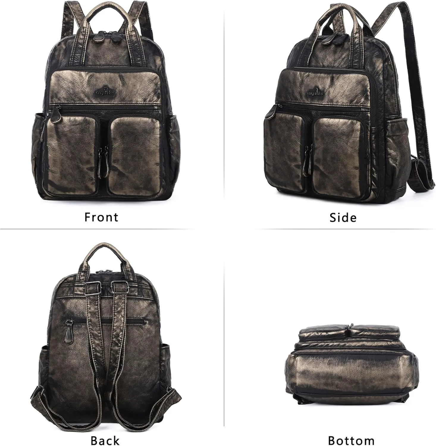 Angel Kiss Backpack Purse for Women Soft Washed Leather Multi Pocket Casual Travel Backpacks