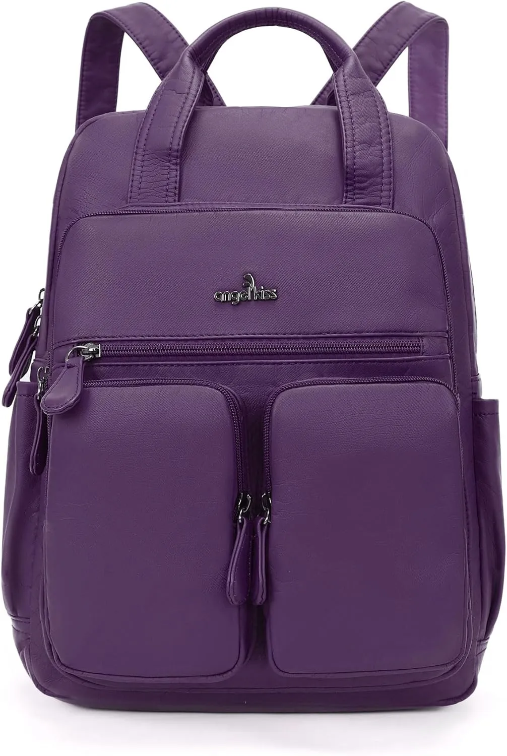 Angel Kiss Backpack Purse for Women Soft Washed Leather Multi Pocket Casual Travel Backpacks