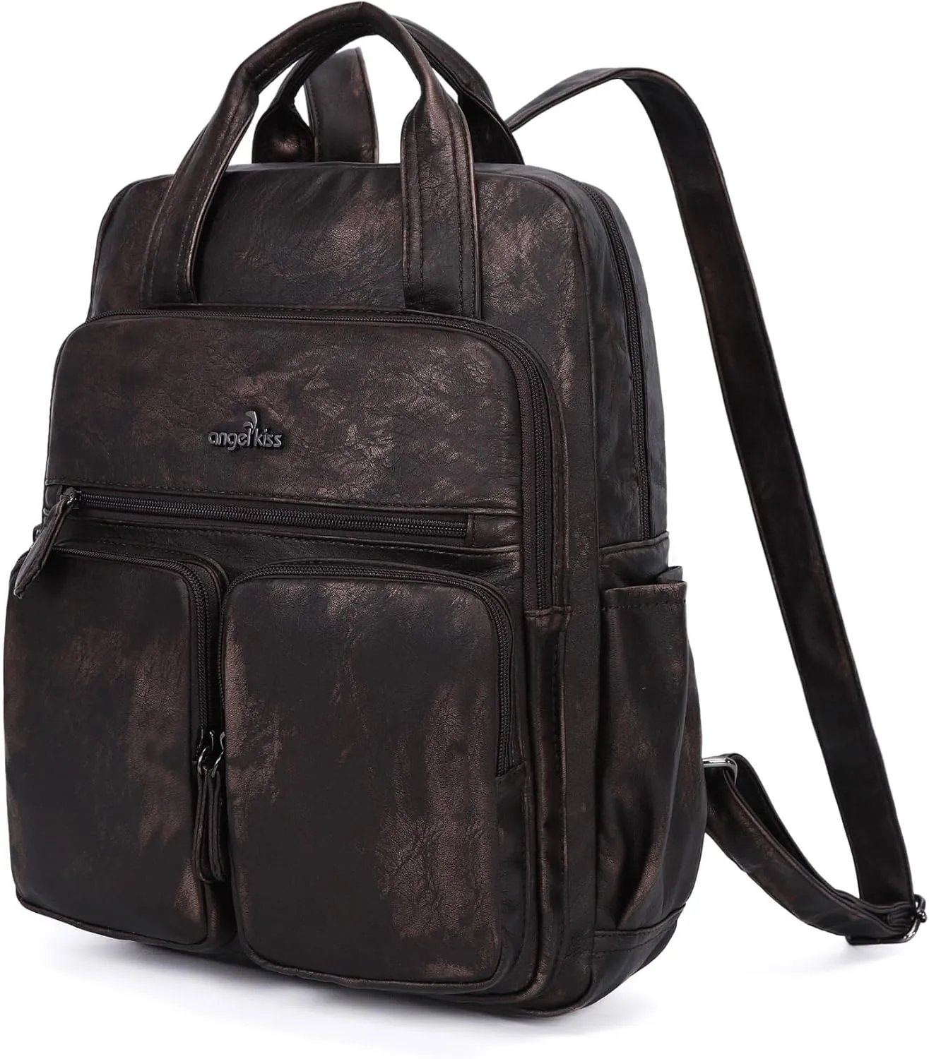Angel Kiss Backpack Purse for Women Soft Washed Leather Multi Pocket Casual Travel Backpacks