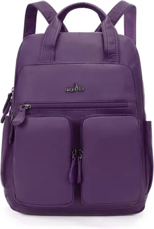 Angel Kiss Backpack Purse for Women Soft Washed Leather Multi Pocket Casual Travel Backpacks