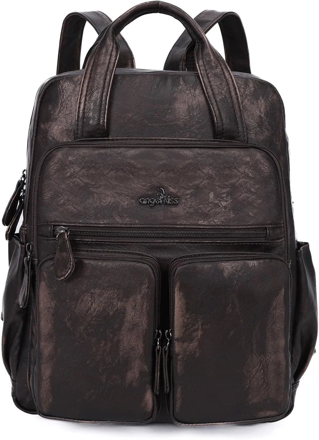 Angel Kiss Backpack Purse for Women Soft Washed Leather Multi Pocket Casual Travel Backpacks