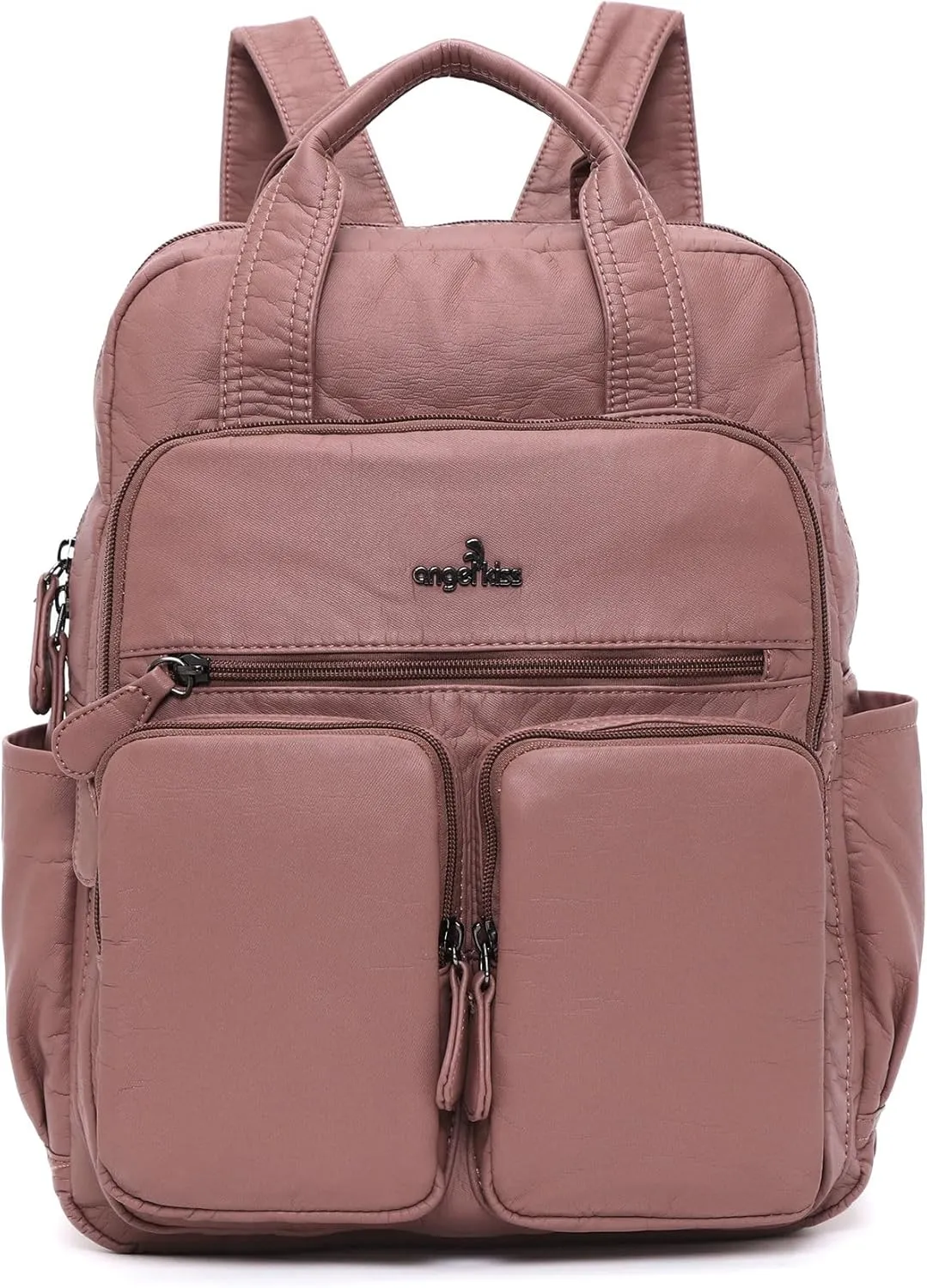 Angel Kiss Backpack Purse for Women Soft Washed Leather Multi Pocket Casual Travel Backpacks