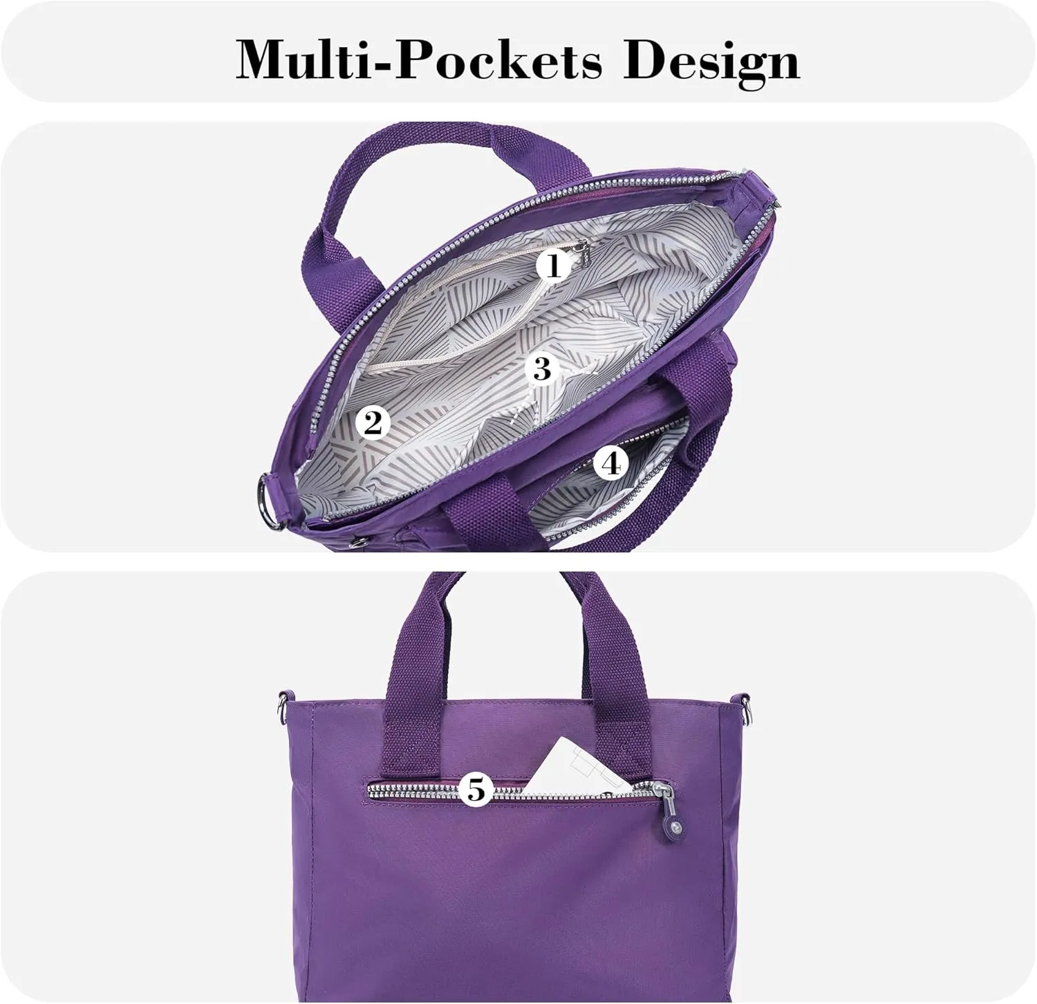 AOCINA Mini Tote Bag with Multi Pockets Small Crossbody Bags for Women Nylon Printed Shoulder Bag
