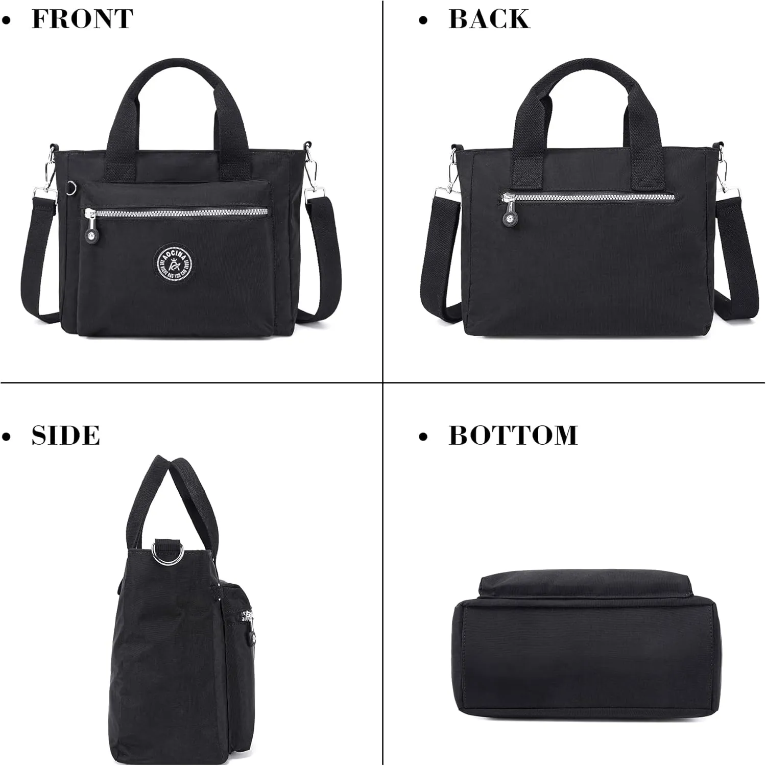 AOCINA Mini Tote Bag with Multi Pockets Small Crossbody Bags for Women Nylon Printed Shoulder Bag