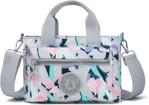 AOCINA Mini Tote Bag with Multi Pockets Small Crossbody Bags for Women Nylon Printed Shoulder Bag