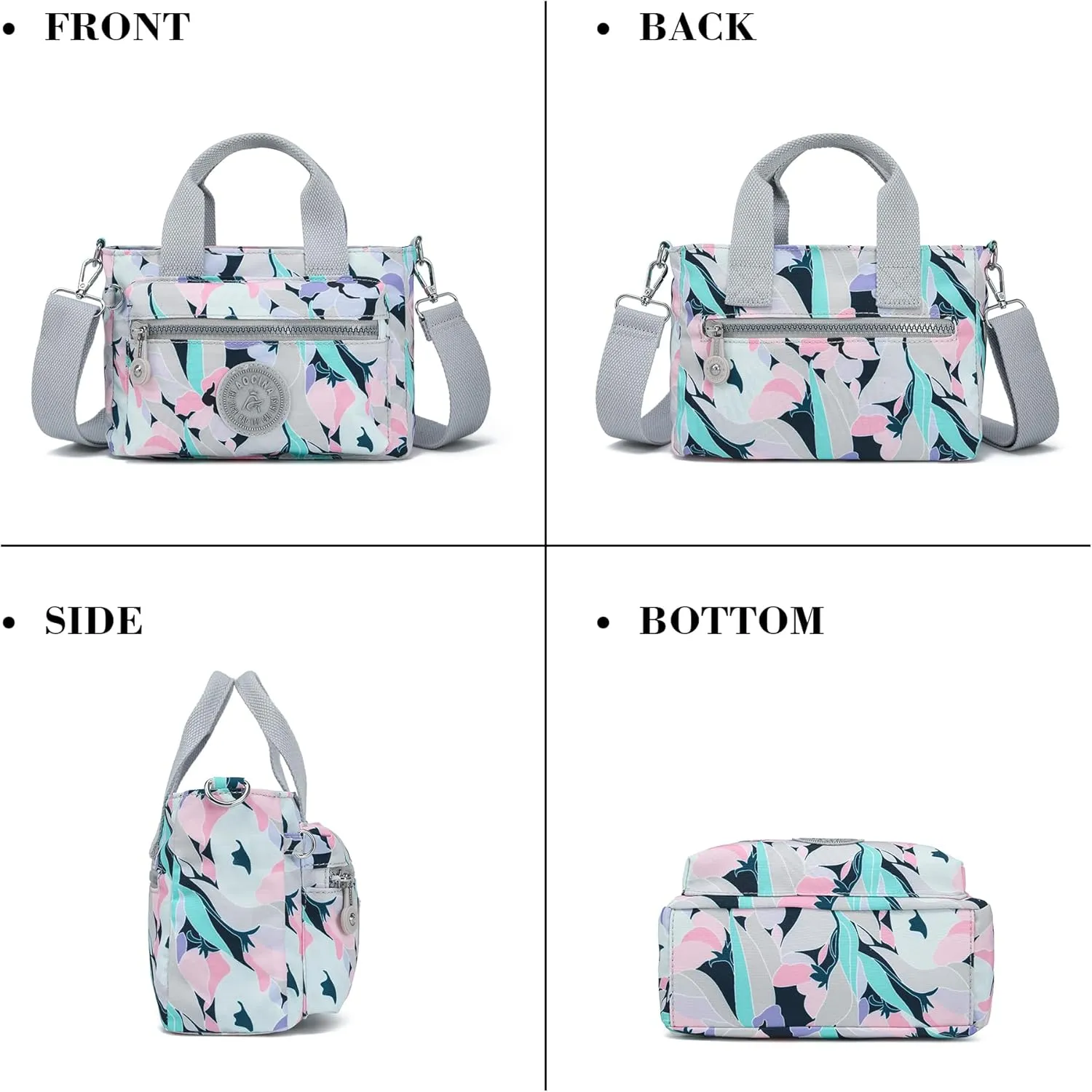 AOCINA Mini Tote Bag with Multi Pockets Small Crossbody Bags for Women Nylon Printed Shoulder Bag