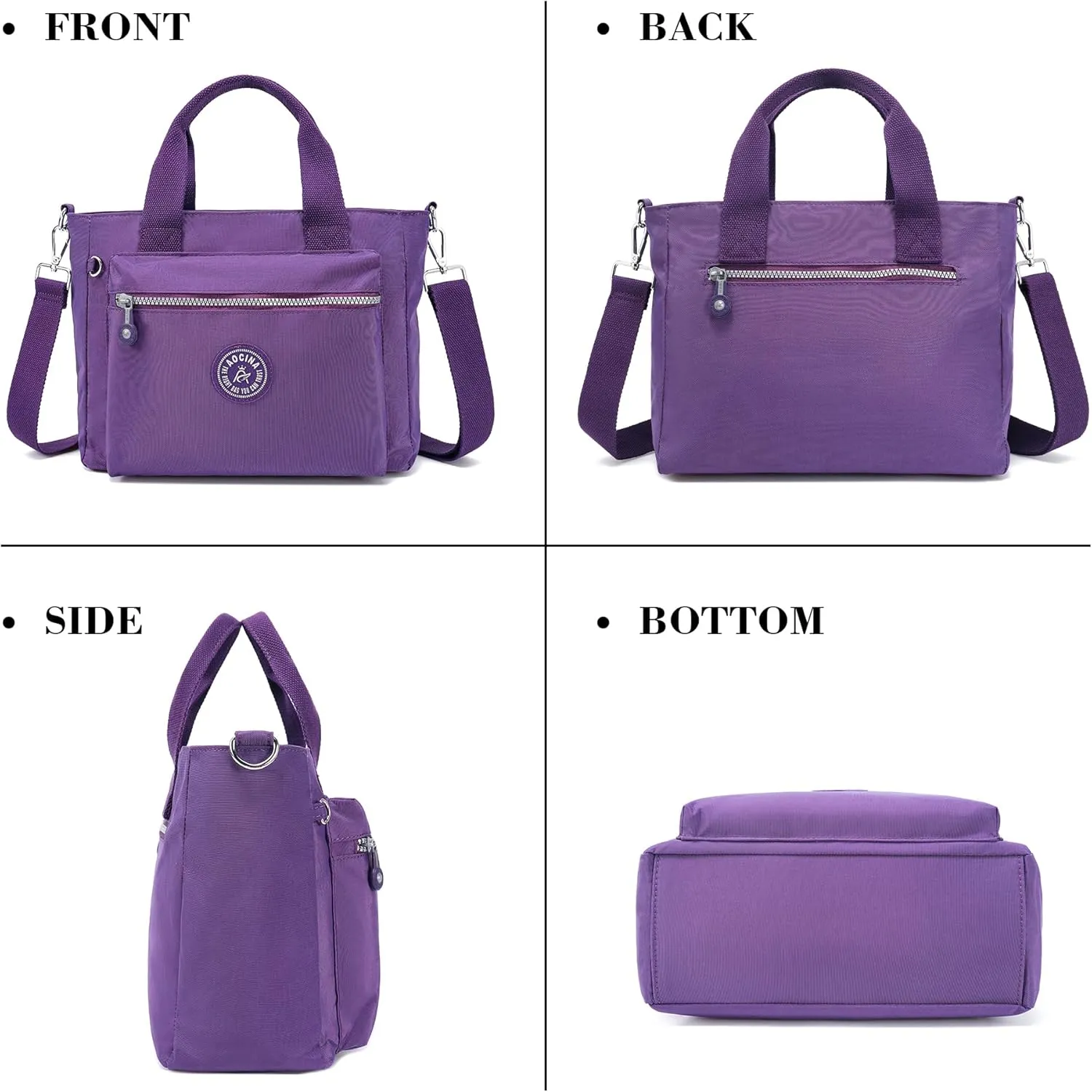 AOCINA Mini Tote Bag with Multi Pockets Small Crossbody Bags for Women Nylon Printed Shoulder Bag