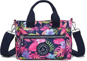 AOCINA Mini Tote Bag with Multi Pockets Small Crossbody Bags for Women Nylon Printed Shoulder Bag