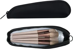 Aosbos Travel Makeup Brush Holder Bag, Small Cosmetic Pouch Organizer for Make Up Brush Traveling Case, Black Multi-functional Pouch