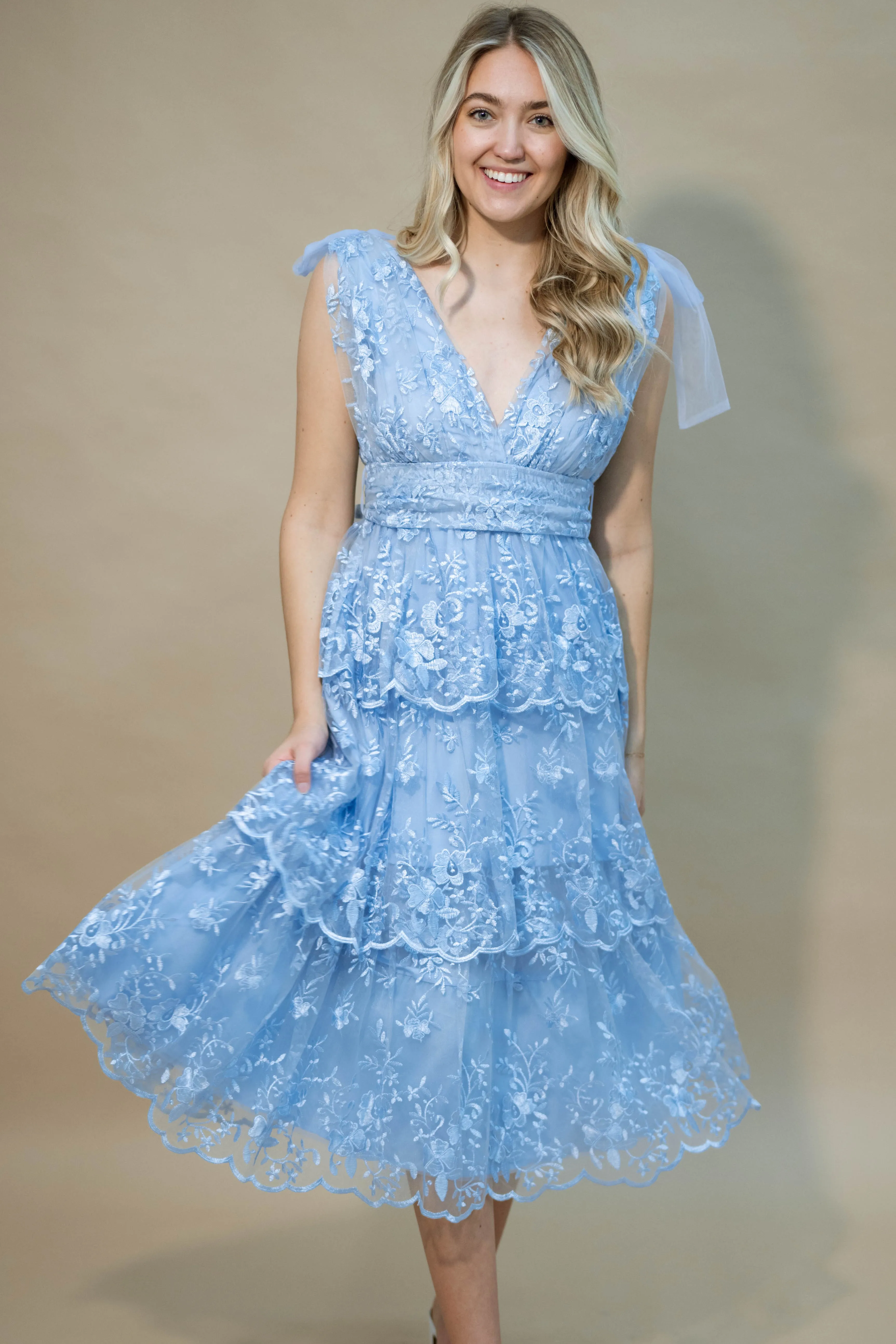Ariel Midi Dress - Blue