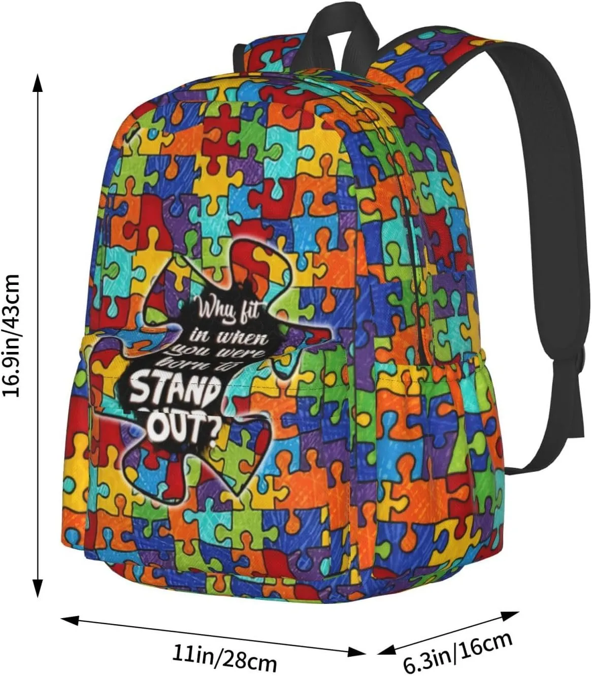 Autism Awareness Backpacks Laptop Casual Daypack Travel Backpack Autism Sling Bag with Multiple Pockets