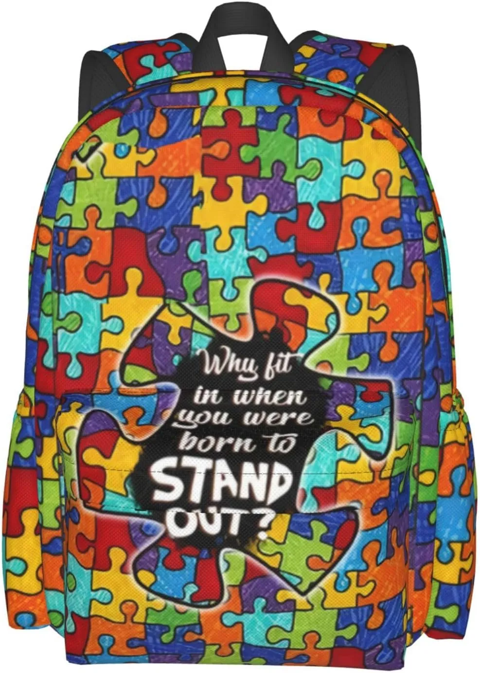 Autism Awareness Backpacks Laptop Casual Daypack Travel Backpack Autism Sling Bag with Multiple Pockets