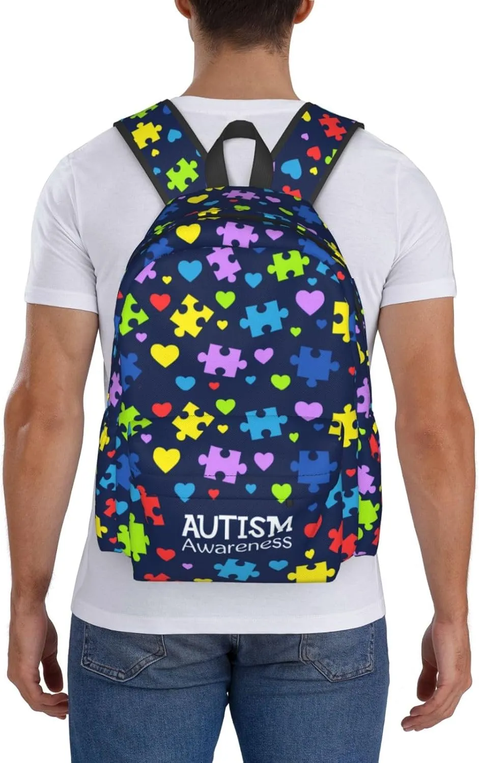 Autism Awareness Backpacks Laptop Casual Daypack Travel Backpack Autism Sling Bag with Multiple Pockets