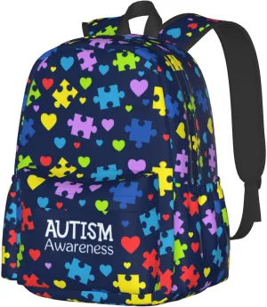 Autism Awareness Backpacks Laptop Casual Daypack Travel Backpack Autism Sling Bag with Multiple Pockets