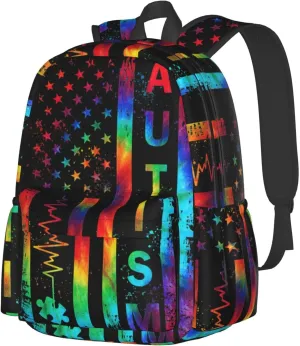 Autism Awareness Backpacks Laptop Casual Daypack Travel Backpack Autism Sling Bag with Multiple Pockets