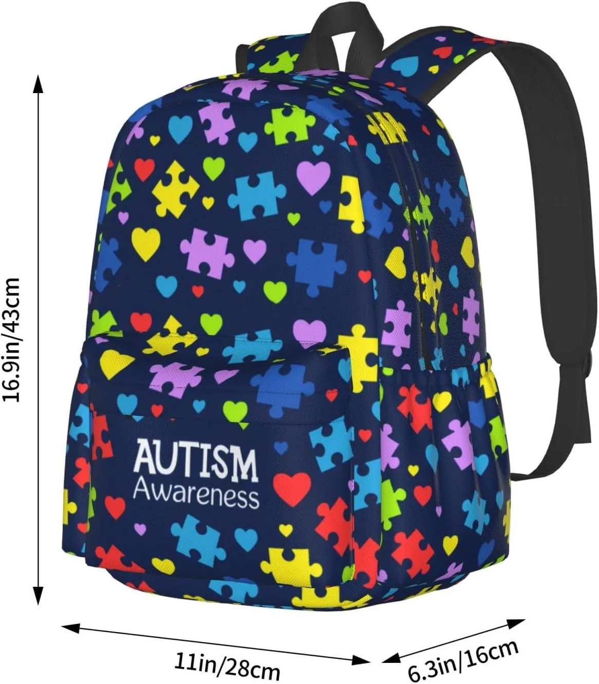 Autism Awareness Backpacks Laptop Casual Daypack Travel Backpack Autism Sling Bag with Multiple Pockets