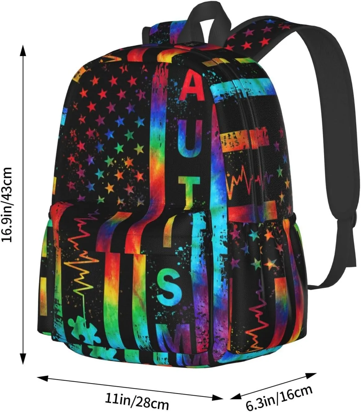 Autism Awareness Backpacks Laptop Casual Daypack Travel Backpack Autism Sling Bag with Multiple Pockets