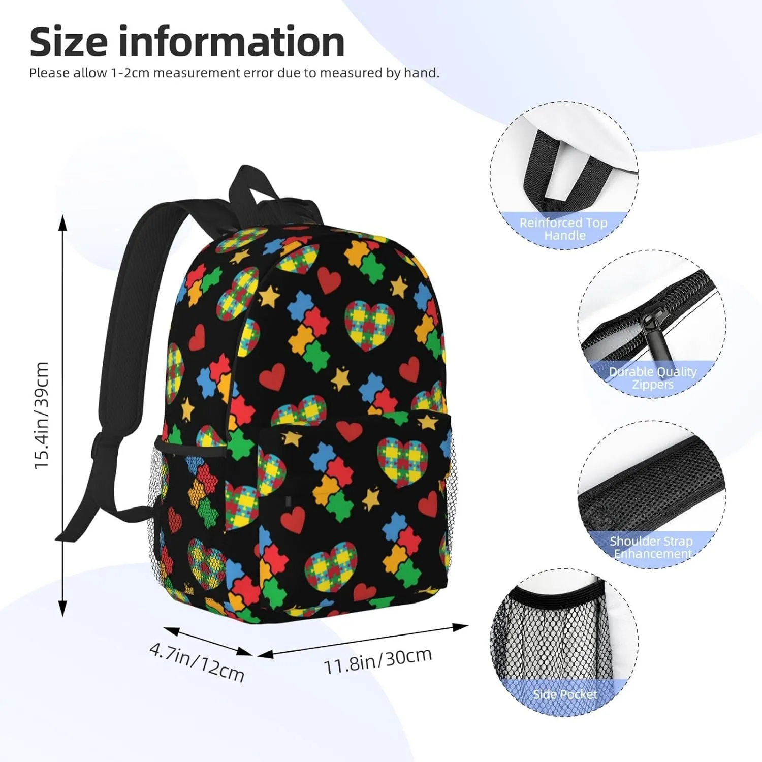 Autism Backpack Autism Awareness Casual Lightweight Travel Daypack Backpacks for Men Women Laptop Bags