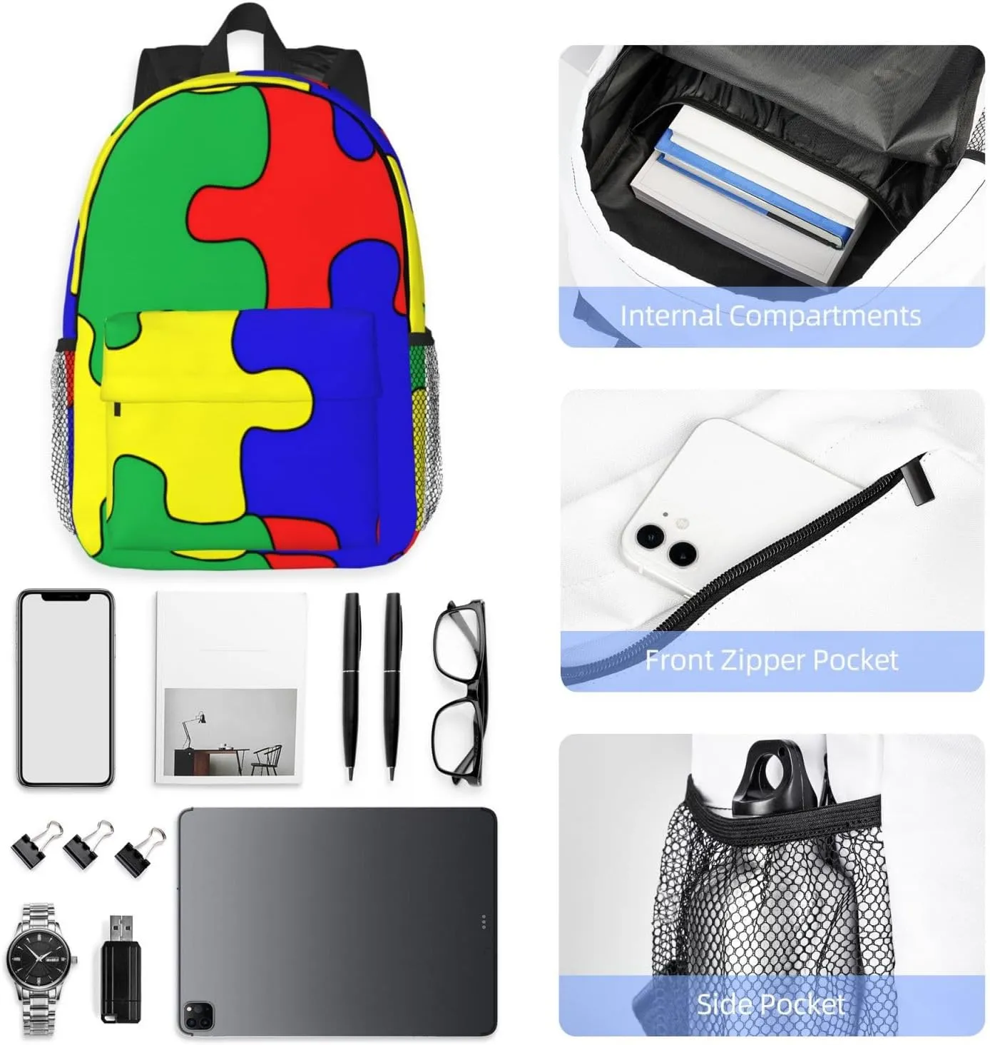 Autism Backpack Autism Awareness Casual Lightweight Travel Daypack Backpacks for Men Women Laptop Bags