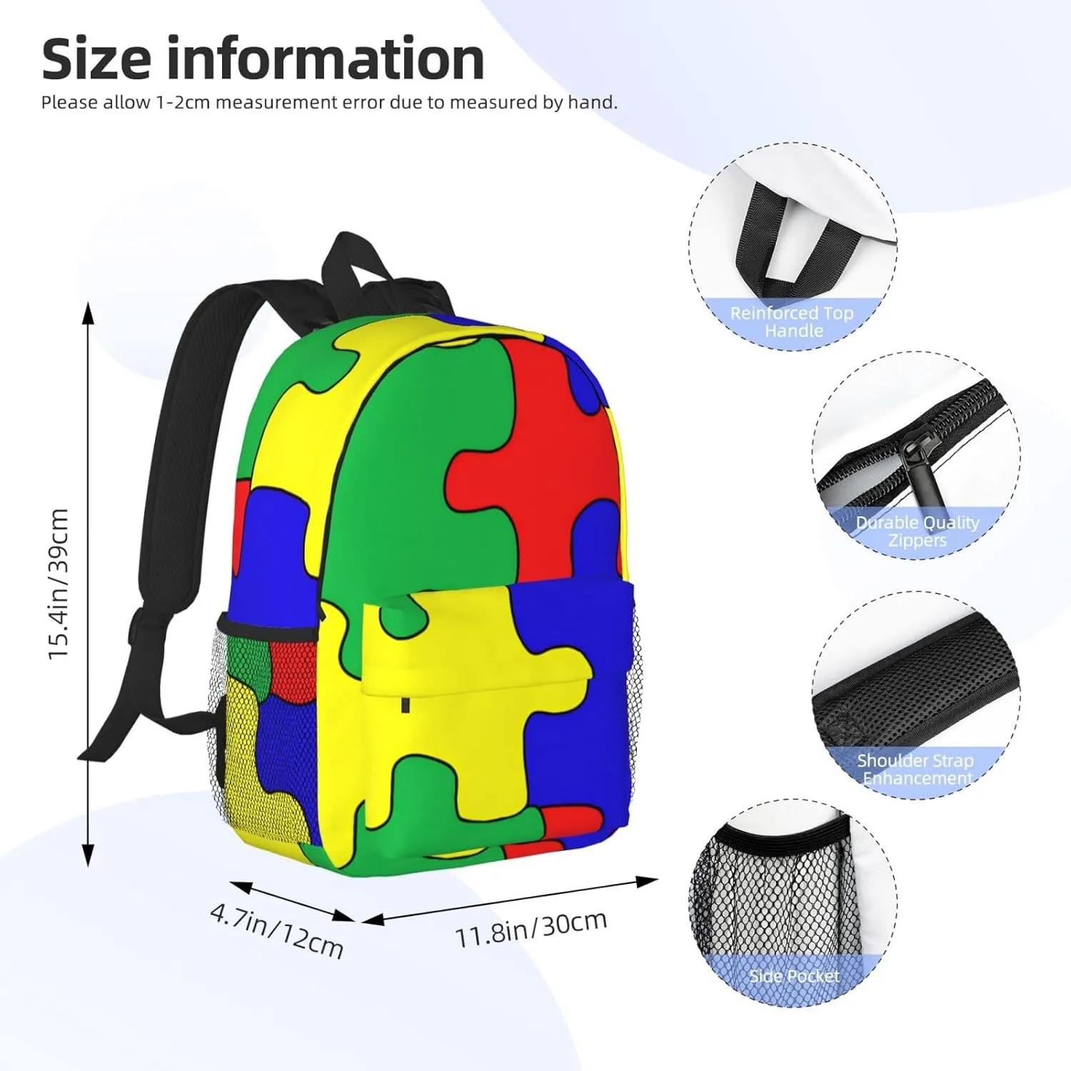 Autism Backpack Autism Awareness Casual Lightweight Travel Daypack Backpacks for Men Women Laptop Bags