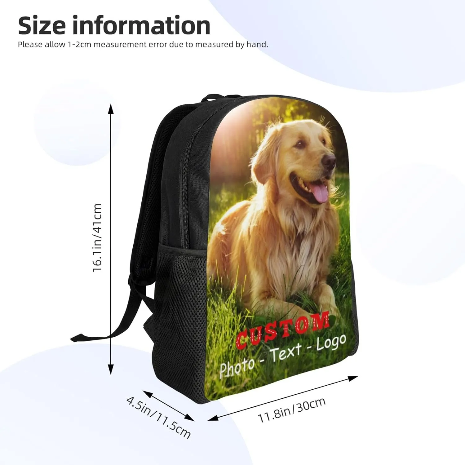 Backpack for Men Women, Personalized Laptop Backpacks with Photo Text Image, Customize Travel Backpack Work Backpack