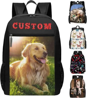 Backpacks, Personalized Laptop Backpack with Photo Text Image, Customize Travel Backpack Work Backpack Gifts for Women