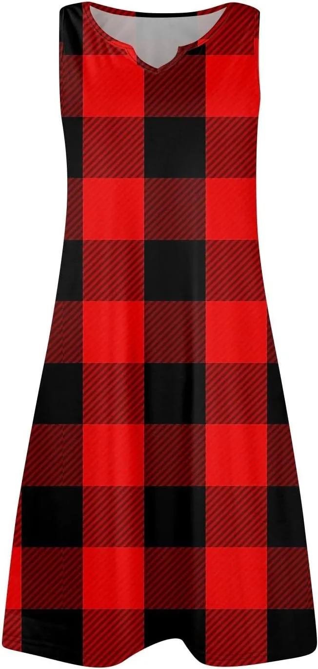 Beachy Dresses for Women 2025 Summer V-Neck Geometric Print Sleeveless Tank Mini Sundress,S-3XL
