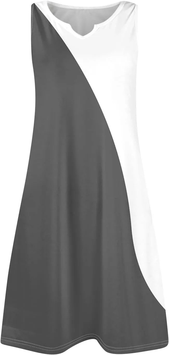 Beachy Dresses for Women 2025 Summer V-Neck Geometric Print Sleeveless Tank Mini Sundress,S-3XL