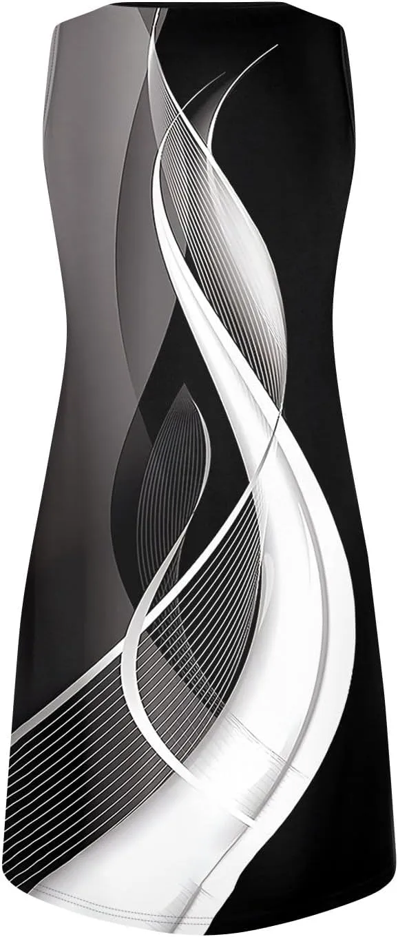 Beachy Dresses for Women 2025 Summer V-Neck Geometric Print Sleeveless Tank Mini Sundress,S-3XL
