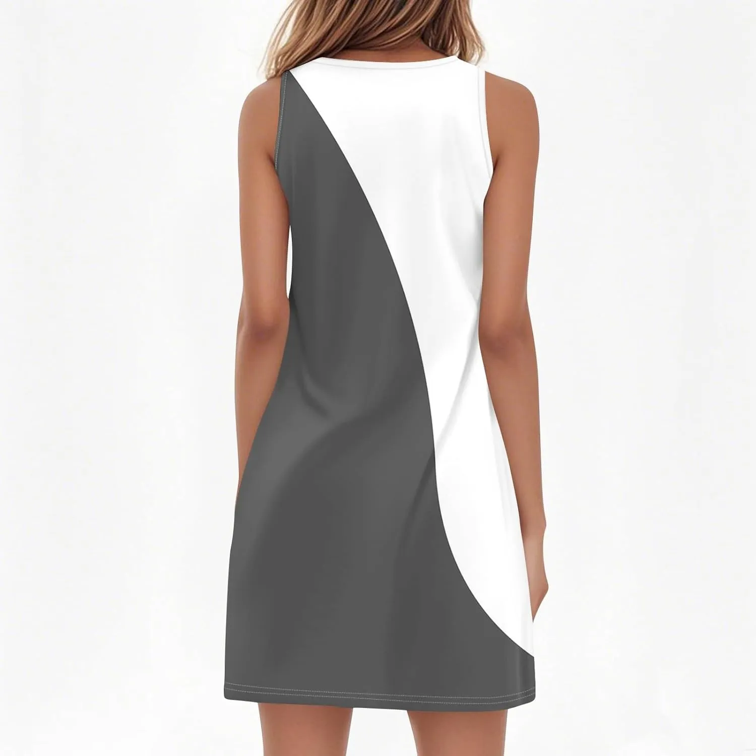 Beachy Dresses for Women 2025 Summer V-Neck Geometric Print Sleeveless Tank Mini Sundress,S-3XL