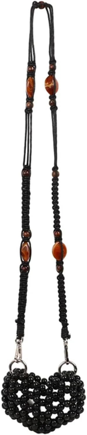 Beaded Purse Heart Mini Beaded Crossbody Bags for Women Cute Bag Fashion Purse with Rope Strap Party Beachy Bags