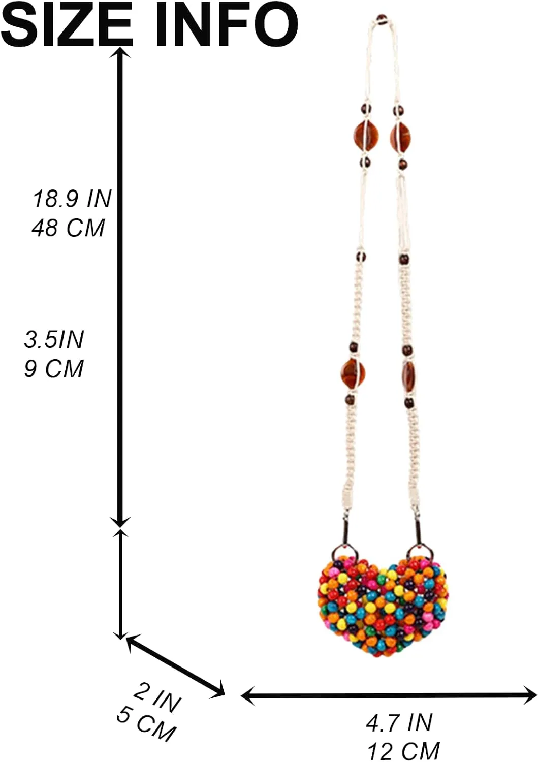 Beaded Purse Heart Mini Beaded Crossbody Bags for Women Cute Bag Fashion Purse with Rope Strap Party Beachy Bags