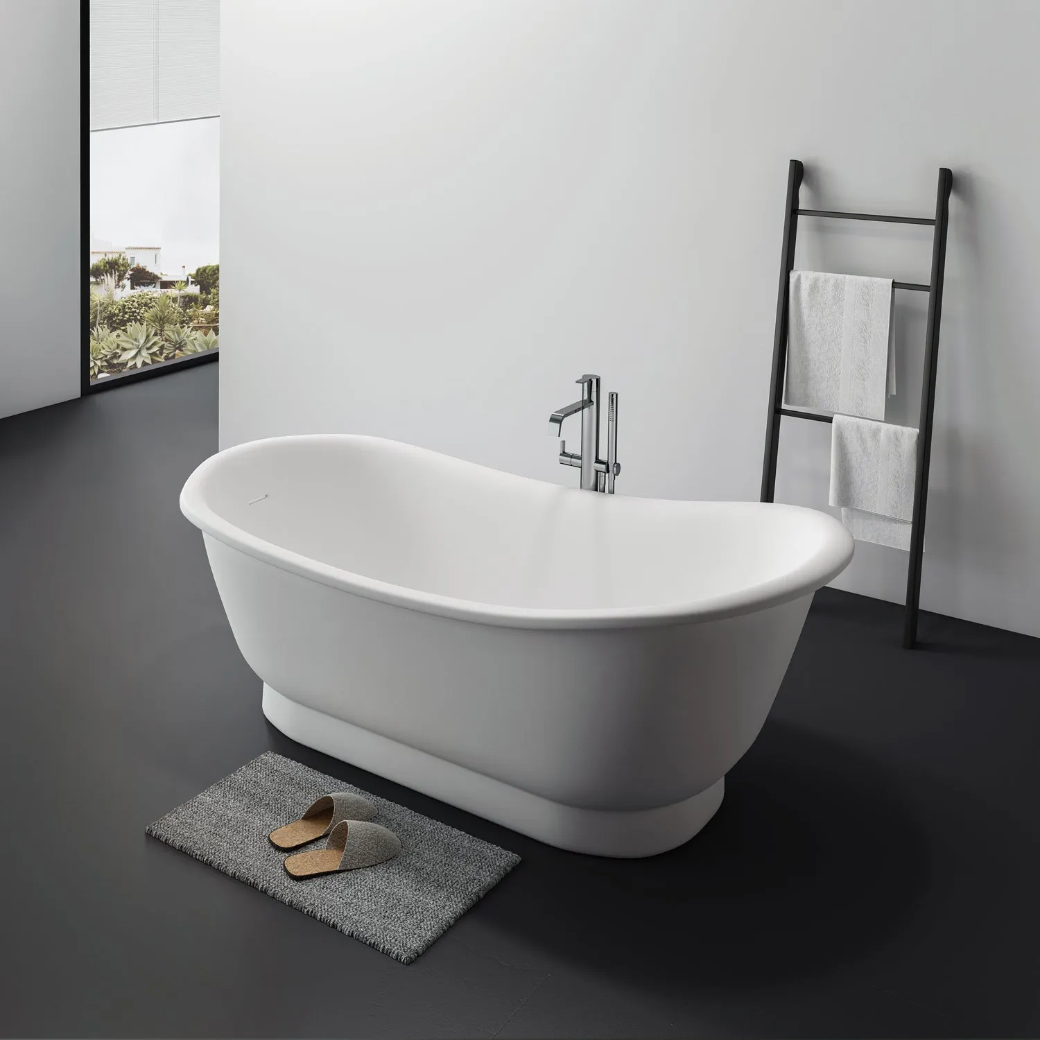 Becki 67" Freestanding Double Slipper Resin Tub