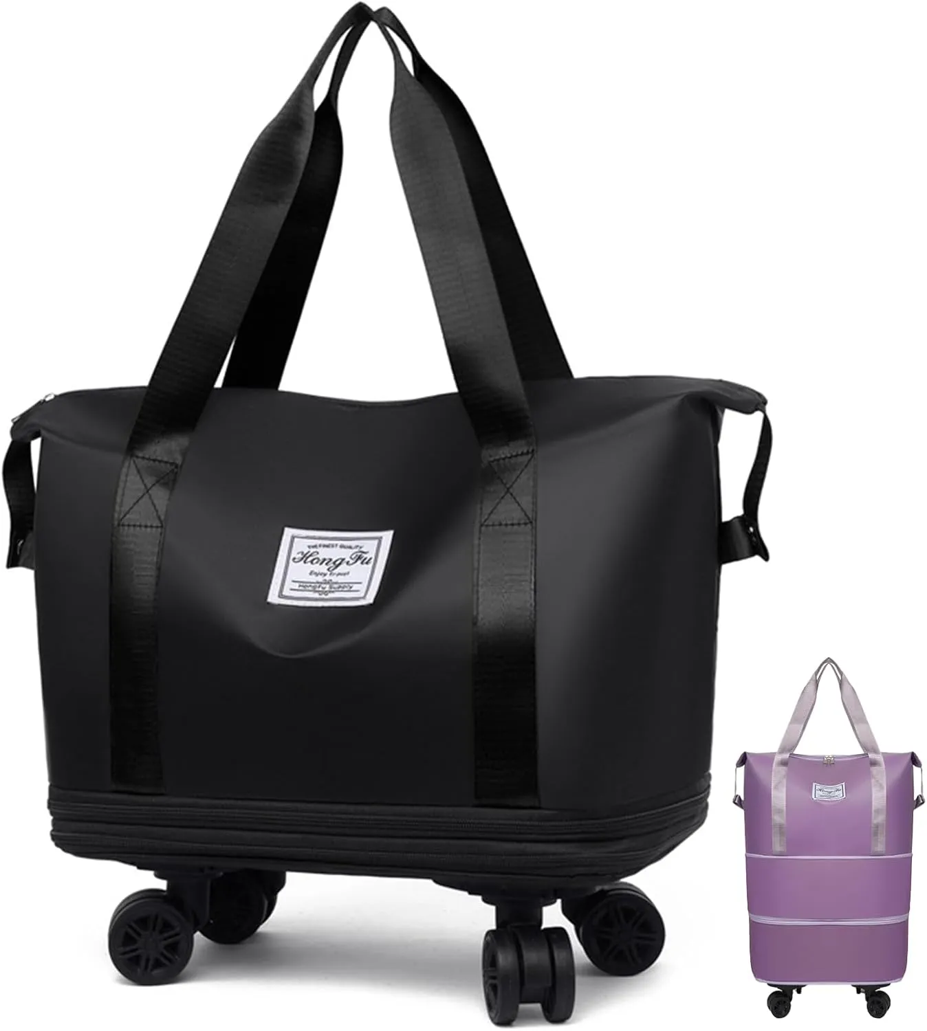 Beente Travel Bag With Wheels, 2025 New Large Capacity Travel Bag, ExpandableLarge Capacity Universal Wheel Removable (Black)
