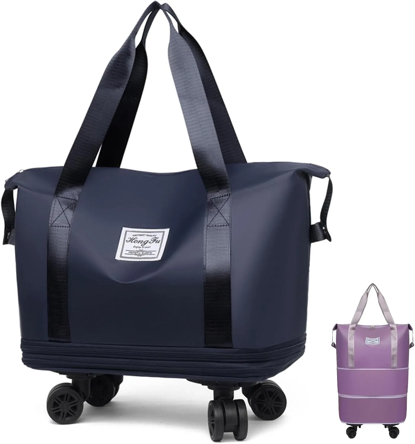 Beente Travel Bag With Wheels, 2025 New Large Capacity Travel Bag, ExpandableLarge Capacity Universal Wheel Removable (Dark Blue)