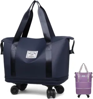 Beente Travel Bag With Wheels, 2025 New Large Capacity Travel Bag, ExpandableLarge Capacity Universal Wheel Removable (Dark Blue)