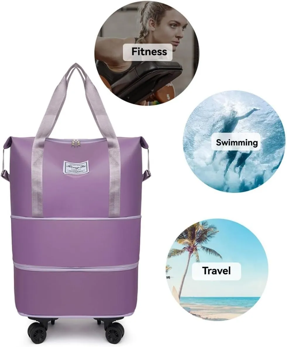 Beente Travel Bag With Wheels, 2025 New Large Capacity Travel Bag, ExpandableLarge Capacity Universal Wheel Removable (Dark Blue)
