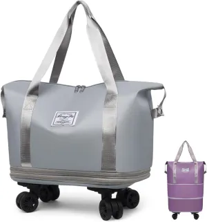 Beente Travel Bag With Wheels, 2025 New Large Capacity Travel Bag, ExpandableLarge Capacity Universal Wheel Removable (Gray)