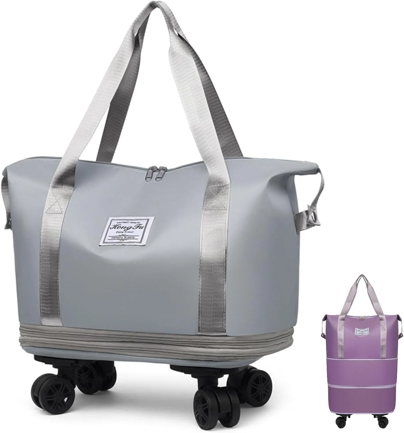 Beente Travel Bag With Wheels, 2025 New Large Capacity Travel Bag, ExpandableLarge Capacity Universal Wheel Removable (Gray)