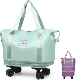 Beente Travel Bag With Wheels, 2025 New Large Capacity Travel Bag, ExpandableLarge Capacity Universal Wheel Removable (Green)