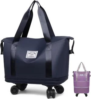 Beente Travel Bag With Wheels, 2025 New Large Capacity Travel Bag, ExpandableLarge Capacity Universal Wheel Removable (Light Blue)